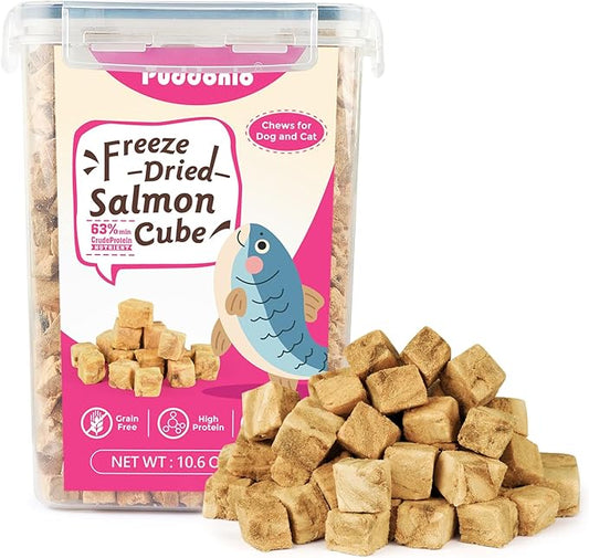 Freeze Dried Dog & Cat Treats – Single Ingredient Salmon, High Protein Training Treats & Food Topper, 10.6 oz