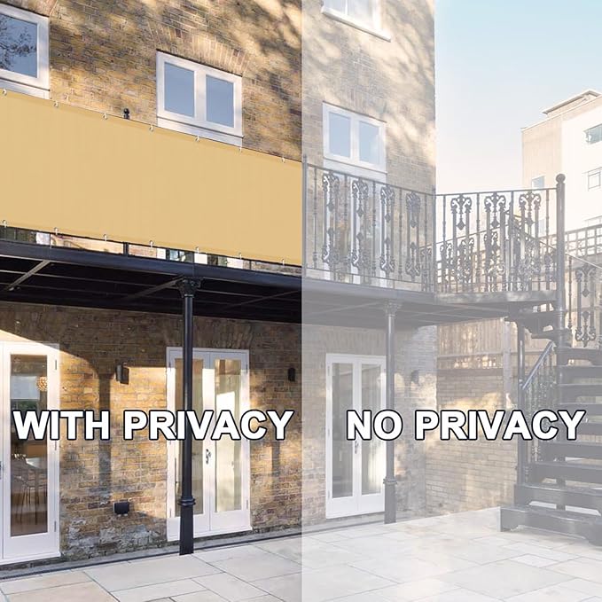 LOVE STORY Balcony Privacy Screen, 3' x16' Sand Deck Shield Screen Fence Cover (HDPE),UV Protection and Weather-Resistant,3 FT Height for Deck, Patio, Backyard, Outdoor Pool, Porch, Railing