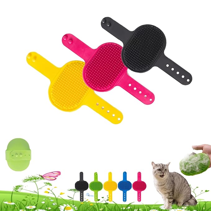 Silicone Grooming Strap Pad for Cats, 2-in-1 Self-Groomer, Adjustable Silicone Pet Grooming Tool, Soft Pet Face Scratcher Rubber Massager for Indoor for Cats & Dogs