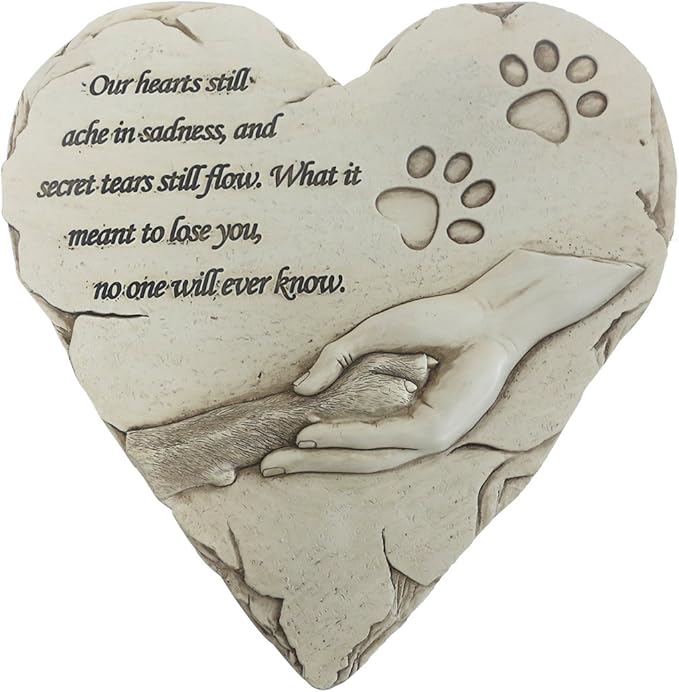 Heart Shaped Pet Dog Memorial Stones Grave Markers, Pet Dog Headstones Memorial Plaques for Garden Backyard Patio or Lawn, Sympathy Pet Dog Memorial Gifts Remembrance Loss Gifts, 9.6"x9.5"