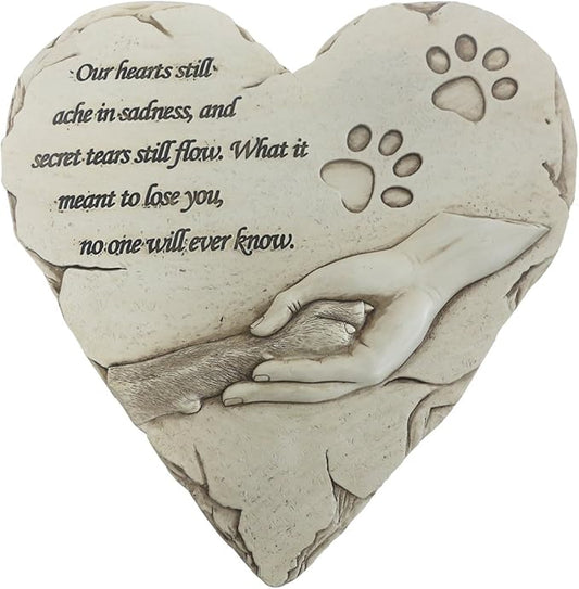 Heart Shaped Pet Dog Memorial Stones Grave Markers, Pet Dog Headstones Memorial Plaques for Garden Backyard Patio or Lawn, Sympathy Pet Dog Memorial Gifts Remembrance Loss Gifts, 9.6"x9.5"