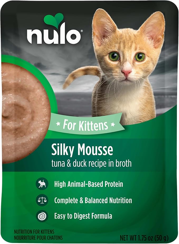 Nulo Silky Mousse Tuna & Duck Recipe in Broth for Kittens, 1.75 oz Pouch, Case of 12