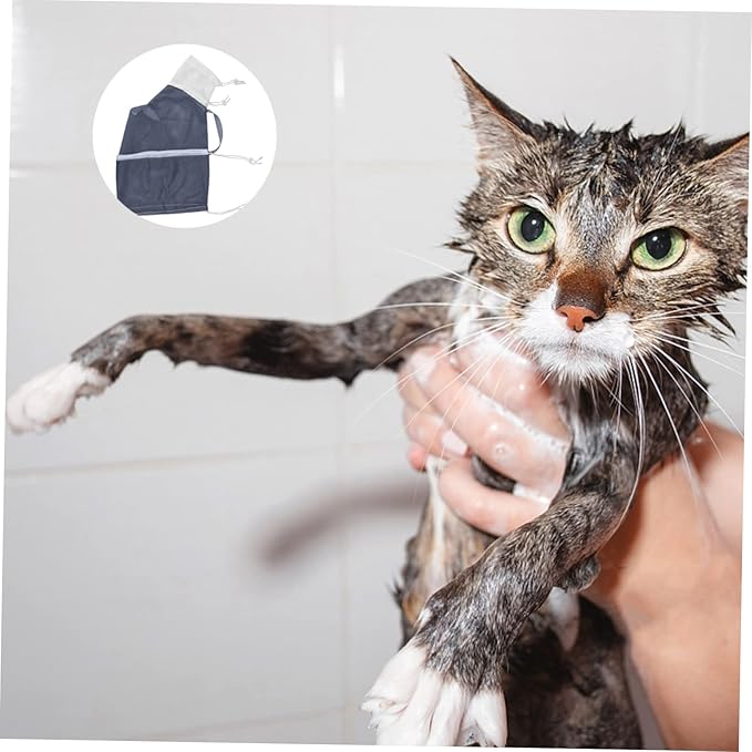 BESPORTBLE Cat Bath Bag Mesh Bathing Bag for Cats Pet Grooming Nail Trimming Cleaning Tools