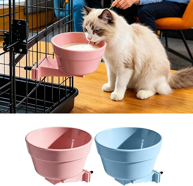 Dog Crate Water Bowl, Removable Detachable Puppy Feeder, 13.5x7cm, Indoor Outdoor Feeding Container, Small Dog Food Holder, Easy Clean Design, Stable Pet Supply, for Home, Yard, Apartment