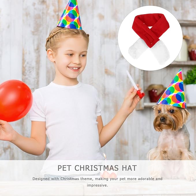 NUOBESTY Pet Christmas Hat and Scarf Set with Festive Dress-up Headgear, Winter Holiday Outfit Accessory for Dogs and Cats, Soft Comfortable Fabric for Pet Supplies
