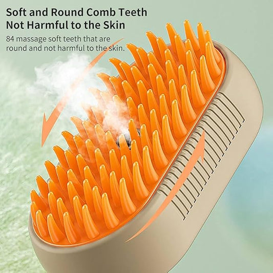 2 Pcs Pet Spray Massage Brush, Cat Hair Steam Brush for Shedding,Cleaning Pet Brush for Massage and Bathing with One Click Spray,Silicone Grooming Spray Comb with 360° Rotating Arm