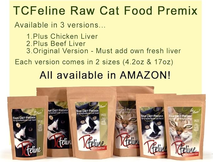 TCfeline Raw or Cooked Cat Food - A Premix/Completer/Supplement to Make Homemade Cat Food Diet. All Natural, Grain Free, Human Grade, Species Appropriate (w/Chicken Liver - Trial 4.2 oz)