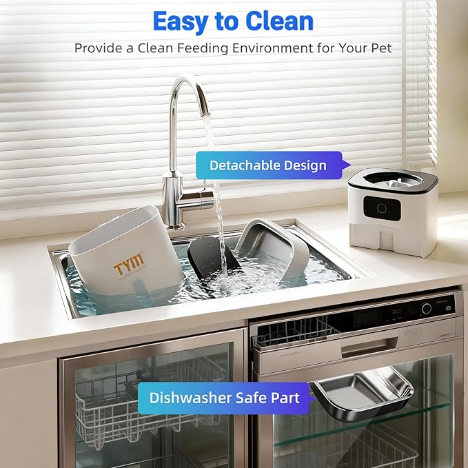 TYM Dual Automatic Cat Feeder for 2 Cats, 7L WiFi Cat Food Dispenser with Smart App Control, Programmable Feeding Schedule for Multiple Pets, Stainless Steel Double Bowls, Detachable for Easy Clean