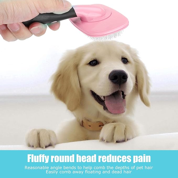 for Cat, for Dog, Deshedding Brush, 360 Degree Rotation, Hair Comb, Removal, Grooming Tool, Pet Supplies (With a little pink)