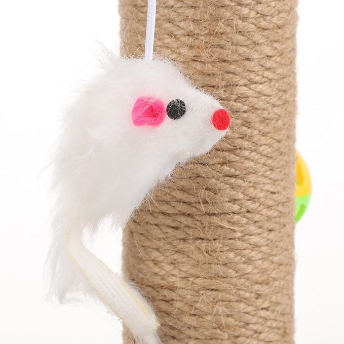 FRCOLOR Small Sisal Cat Scratching Post Vertical Kitten Climber with Solid Wood Base Reusable Indoor Cat Scratcher for Daily Use