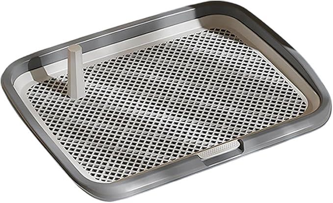 Dog Potty Tray with Guide Pillar, Indoor Pet Pee Pad Holder Duty, Removable Washable Puppy Training Toilet for Housebreaking Supplies Small Medium Dogs (Grey-M)
