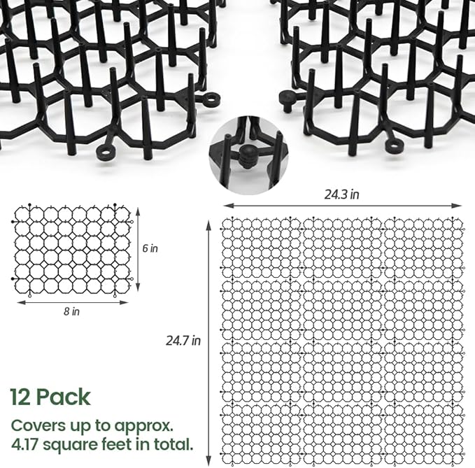 Ley's 12 Pack Cat Deterrent Mat, 6 x 8 in Scat Mat with Spikes, Keep Cats Away from Plants, Indoor Furniture & Outdoor Garden Fence – Pet Repellent Barrier