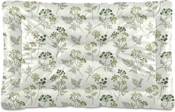 Dog Bed for Crate Washable Pet Sleep Pad, Floral Print Kennel Mat with Non-Slip Bottom, Soft Fluffy Supplies Pet for Dogs and Cats (24x18 inch)