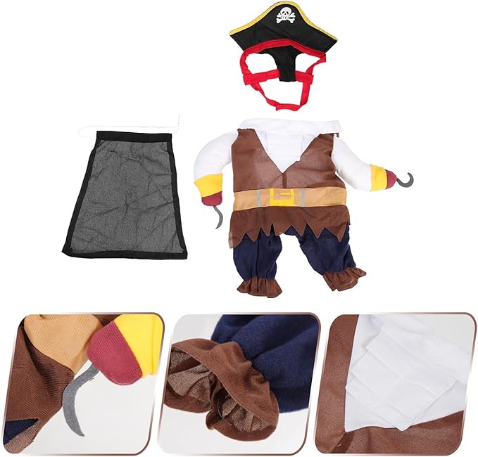 VILLCASE Pirate Dog Costume Halloween Cosplay Outfit Puppy Pirate Clothes Dog Apparel Pet Supply