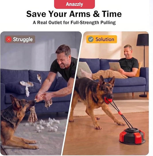 Upgraded Interactive Dog Toy, Heavy-Duty Tug-of-War Chew Toy, Stress Relief Dog Tug Toy, Durable Puppy Molar Chew Toy, Bite Resistant, Teeth Cleaning, Universal Pet Supplies (Black-Red)