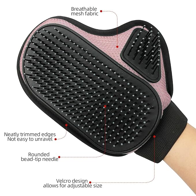 Pet Grooming Massage Glove for Cats Dogs,Remove Loose Fur Cleaning Massage Tool, Large Grooming Gloves for Long Hair or Thick Hair Dogs and Cats