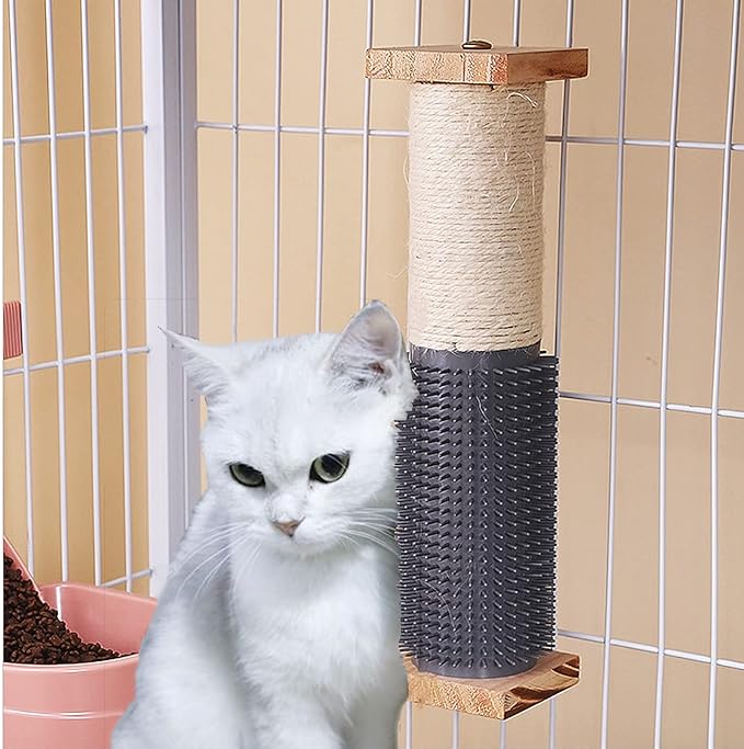 2-Pack 15.7" Cat Scratching Post for Crate Cage, Cage Mounted Scratching Post with Self Groomer and Massager, Scratcher Pole, Cat Kennel Playpen Accessories
