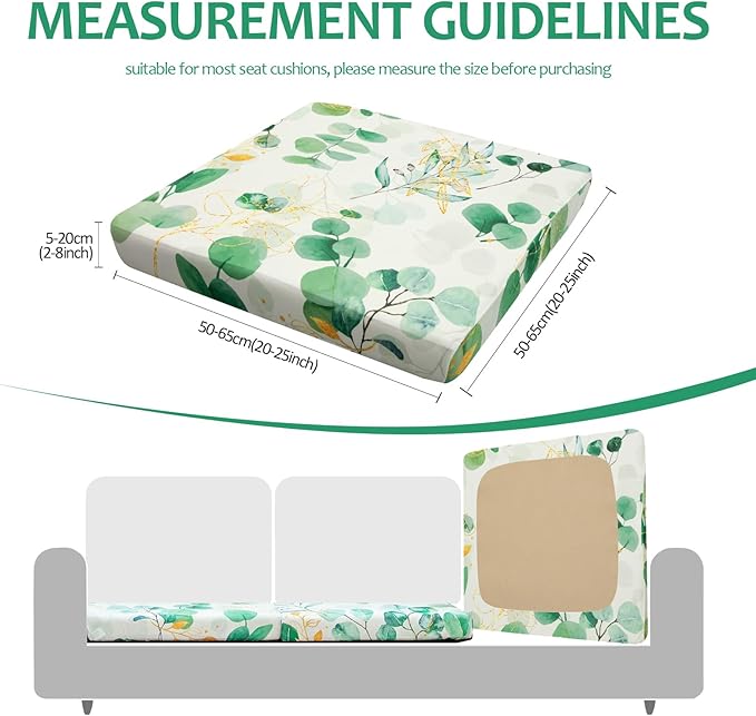 HANDONTIME Leaves Outdoor Cushion Covers 8pcs Boho Green Couch Cushion Covers Replacement Patio Couch Cover Sofa Cover Indoor Patio Cushion for Outdoor Furniture Washable, Cover Only
