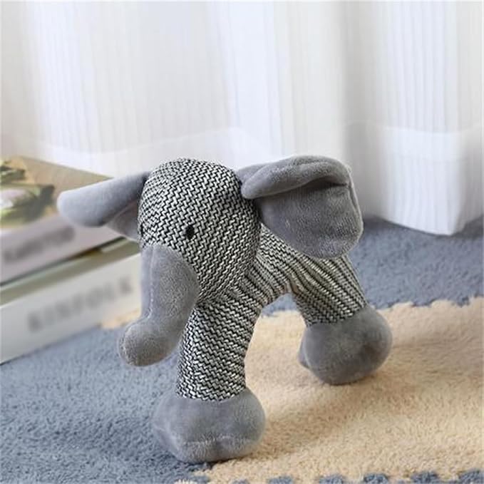 Linen Safari Companions, Squeaky Dog Chew Animals, Strudy Linen Fabric, Relieve Boredom and Anxiety in Dogs (Elephant +Sheep)
