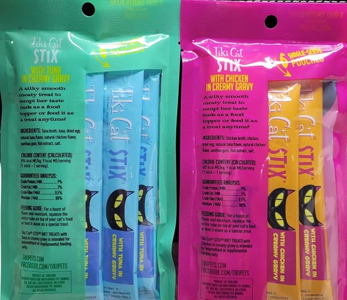 Tiki Cat Stix 6ct Single Serve Pouches - Tuna Mousse and Chicken Mousse (2 Pack)