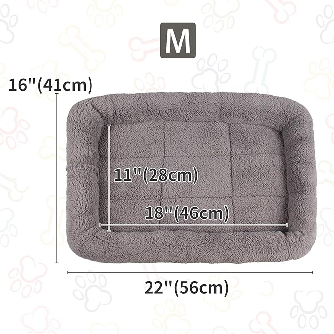 PETLESO Small Cat Bed Mat, 22" x 16" Plush Cushion with Surrounding Pillow for Small to Meidum Dogs Cats Sleeping, Indoor Pet Beds Furniture Carrier Crate Anti Skid Pad, Washable, Medium
