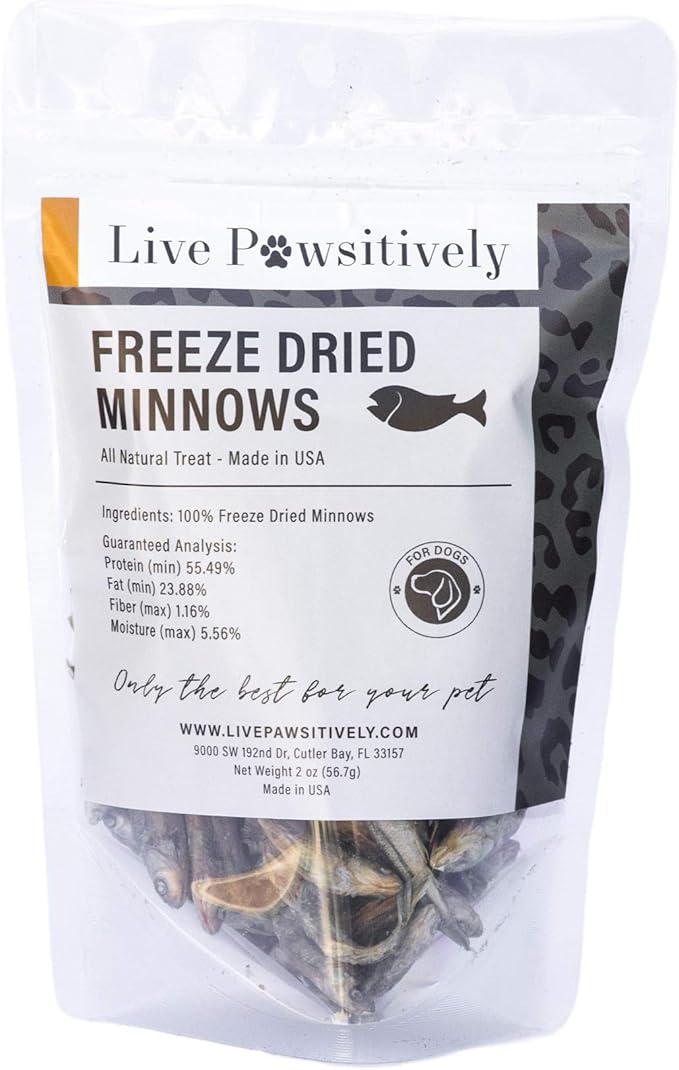 All-Natural Treat for Dogs & Cats, Single Ingredient, Picky Eaters, Grain & Gluten Free, Freeze Dried Minnows, No Preservatives, Made in USA