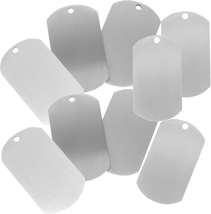POPETPOP 10pcs Stainless Steel Pet Dog Tags Blank Engraved Id Tags Metal Titanium Alloy 4.9x2.8cm for Dog Collars Sturdy Pet Supplies