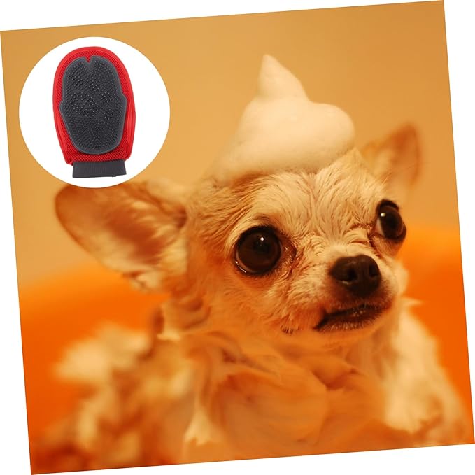 KESYOO Double Sided Pet Massage Glove Brush Gentle Grooming Tool for Efficient Pet Shower De Shedding Comfortable Padding Breathable Mesh for Easy Use