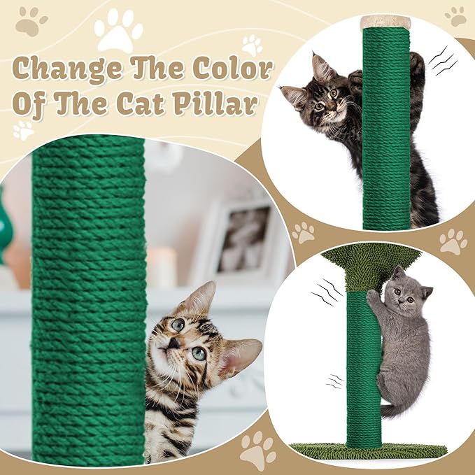 1/4inch ×164Ft Natural Cat Tree Hemp Rope, DIY Repair and Replace Scratching Post Sisal Rope for Scratching Post Cat Tree Tower DIY(Green)