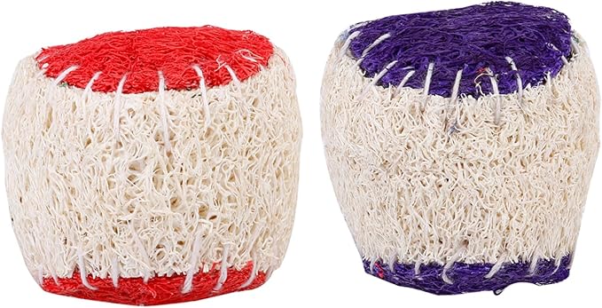 Uonlytech 2pcs Dog Tennis Balls Chew Natural Loofah Pet for Puppy Training Sturdy Dog Ball Chew Interactive Play Supplies Random Color