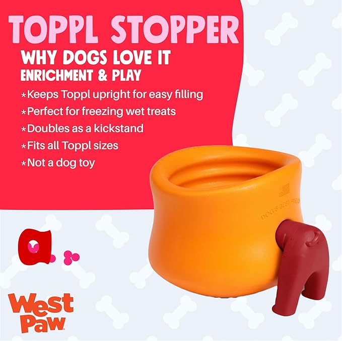 WEST PAW Toppl Stopper Insert Accessory for Toppl Dog Treat Toy – Keeps Toy Steady and Upright for Filling and Freezing, Mess-Free Treat Prep, Dishwasher Safe, Made in USA - Tangerine