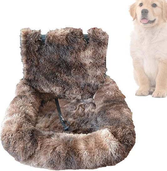 Dog Car Seat - Plush Cat Booster Car Seat | Washable Cushion Comfortable Travel Bed for Vehicle Truck Camping Adventures Vet Visit Daily Commuting Traveling