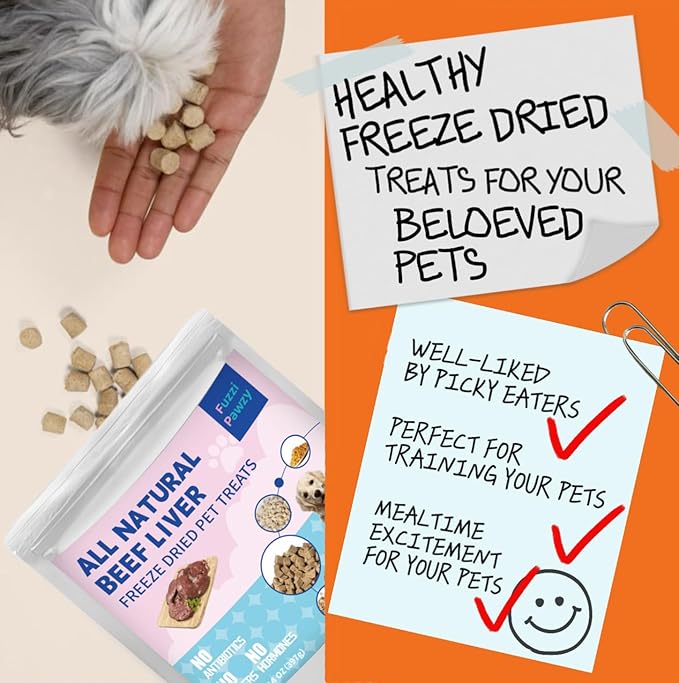 Freeze Dried Beef Liver Healthy Training Treats Toppers for Pets, Single Fresh Raw Ingredient, Organic, Pure Balance, Natural, Grain Gluten Filler Free, Snacks, Dogs Cats (14oz)