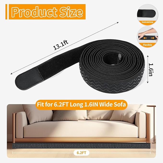 Under Couch Blocker for Kid and Pet Toys, Adjustable Toy Blocker for Under Couch, Toy Blocker Stop Things from Going Under Sofa, Bed, and Other Furniture, Easy to Install, 1.6" x 157 inch