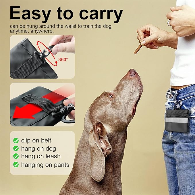 Freeze-Dried Rabbit Blood and Dogs Treat Pouch Bag,High Protein Freeze-Dried Pet Food for Dogs Cats,Supplemental Iron.Portable Pet Pocket Waist Clip Bag,ncludes Clip and Carabiner