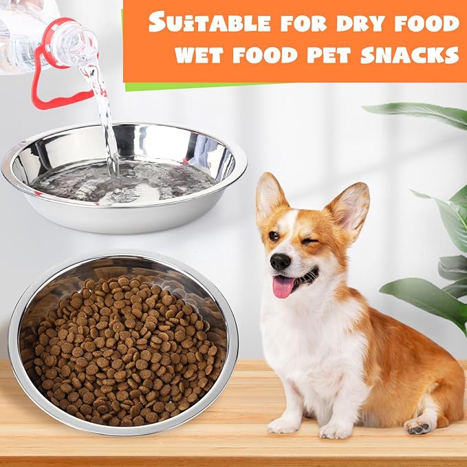 Patelai 24 Pcs Stainless Steel Dog Bowls with Silicone Lids Portable Food and Water Dishes for Pets Sealable Containers for Small Medium Dog Cat Indoor, 6.3 Inch (Red,Blue,Green,Purple,Yellow,Orange)