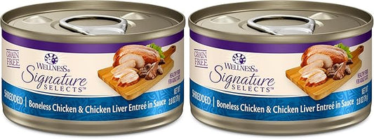 Wellness CORE Signature Selects Shredded Adult Wet Cat Food,Natural,Protein-Rich,Grain Free,2.8 Ounce (Chicken & Chicken Liver),(Pack of 24)