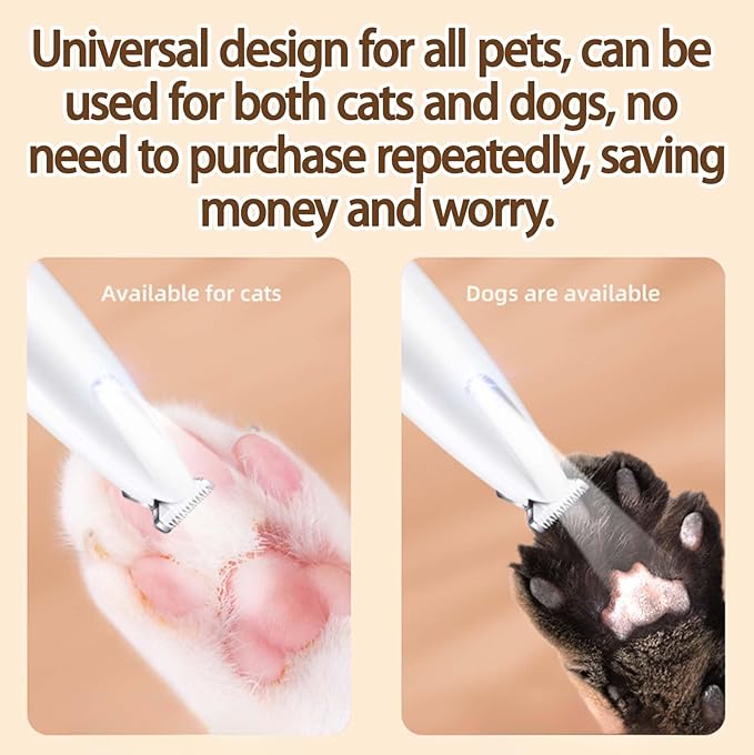 Cat Grooming Trimmer, Low Noise LED Paw Trimmer for Cats & Small Pets, Waterproof Rechargeable Precision Pet Hair Clippers for Paws, Ears, Face & Eyes