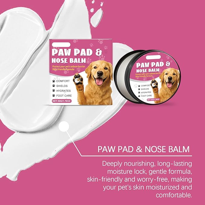 Paw Pad and Nose Balm, Deep Moisturizing Pet Care Formula, Skin-Friendly Protection for Dogs and Cats, Pink, 50g/1.76oz