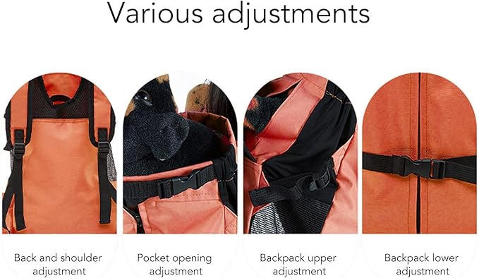 Drfeify Pet Carrier Backpack Ventilated Mesh Comfortable Front Back for Outdoor Traveling Cat Dog Supplies (Orange)
