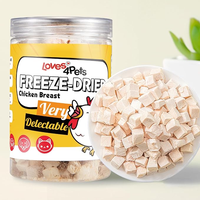 Freeze Dried Chicken Cube Cat & Dog Treats 200g (7oz)– Grain-Free, Healthy, High Protein Training Food – Also Great for Small Animals Aquatic Turtle Food