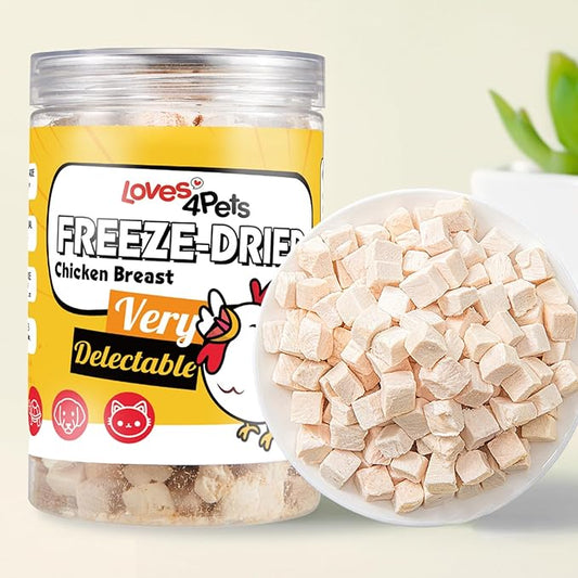 Freeze Dried Chicken Cube Cat & Dog Treats 200g (7oz)– Grain-Free, Healthy, High Protein Training Food – Also Great for Small Animals Aquatic Turtle Food