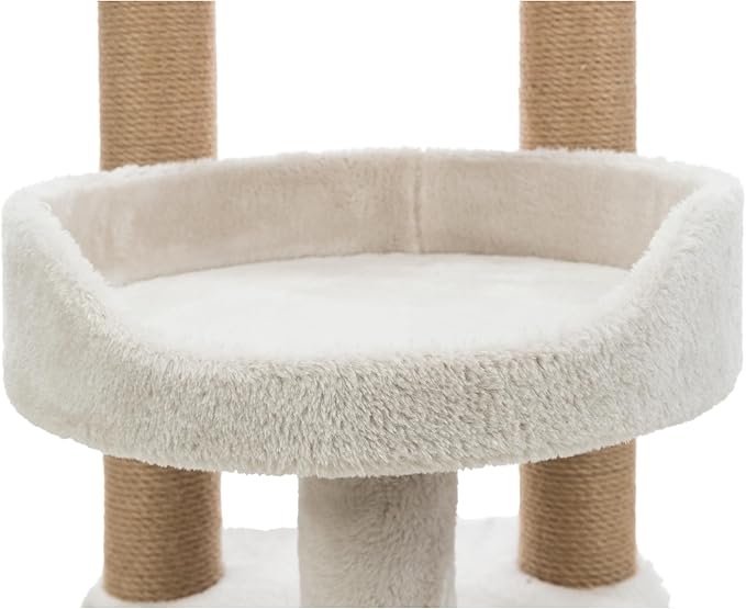 Trixie Isaba Scratching Post – Cat Tower with Jute Posts, Hammock, Condo & Soft Bed – Indoor Cat Furniture for Scratching & Climbing – Gray, 14.2" x 14.2" x 24.4"
