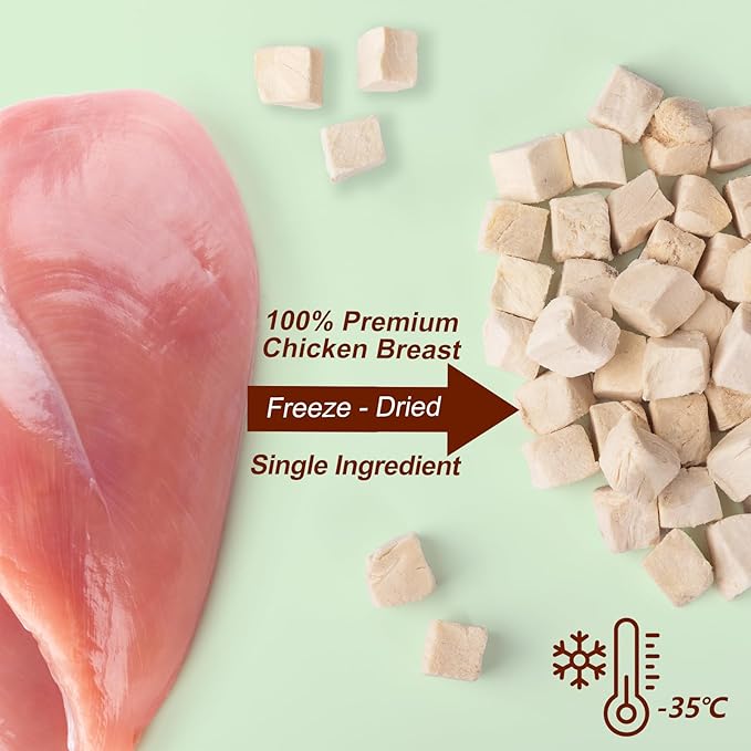 Dylan's cabin Freeze Dried Chicken 6oz- Single Ingredient High Protein Training Snacks or Natural Food Topper,Grain Free