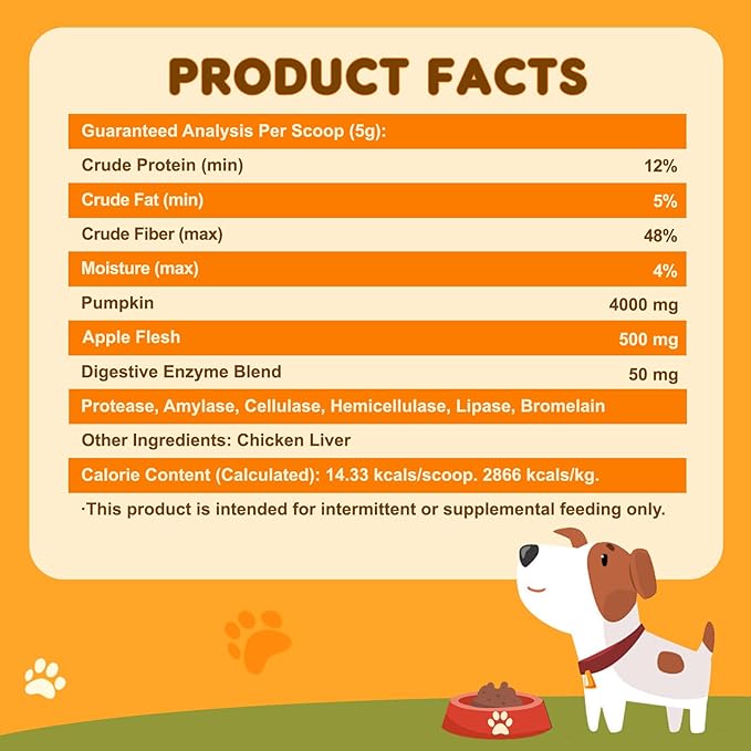 NATURE TARGET Pumpkin for Dogs and Cats, Natural Fiber for Dogs, with Digestive Enzymes, Apple, Healthy Stool and Digestive Support, Diarrhea, Constipation Relief, Pumpkin Powder for Dog to Make Puree