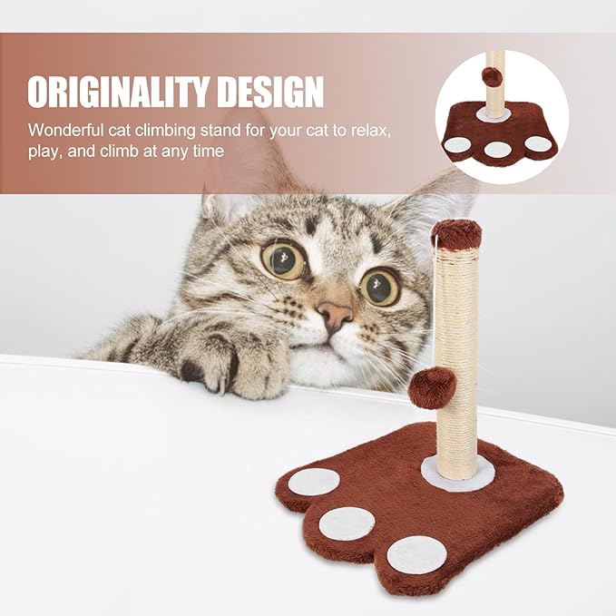 Luxshiny Large Sisal Cat Scratching Post Comfortable Cat Bed Integrated Design Brown Kitten Supply