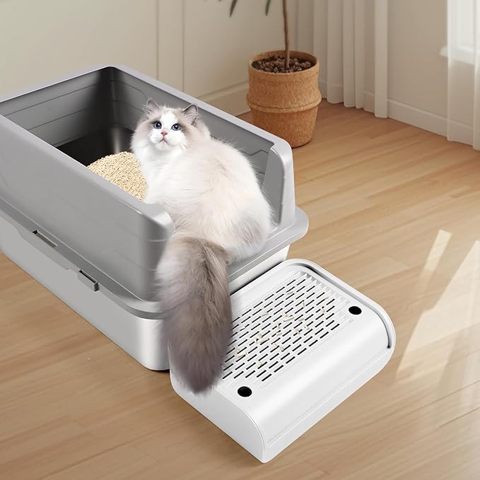 Cat Litter Box Step, Cat Litter Ramp Mat with Filter Function for Self-Cleaning Litter Box, Easy to Clean, Cats Pedal Step Stool Ideal for Kitten & Elderly Cats (White)