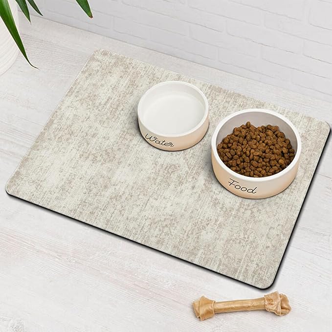 Dog Food Mat for Floors Waterproof Quick Dry Pet Placemat Cat Feeding Bowls Mats for Food and Water, Eco-Friendly Dog Accessories Diatomite Pets Supplies 16" X 24"