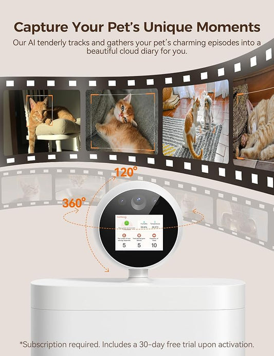 Automatic Cat Feeder with Camera 360° AI-Powered, 2K HD Video with Night Vision & 2-Way Audio, 2.4G/5G Wi-Fi Smart APP Control, Low Food Alert, 5.5L Timed Pet Feeder for Cats/Dogs