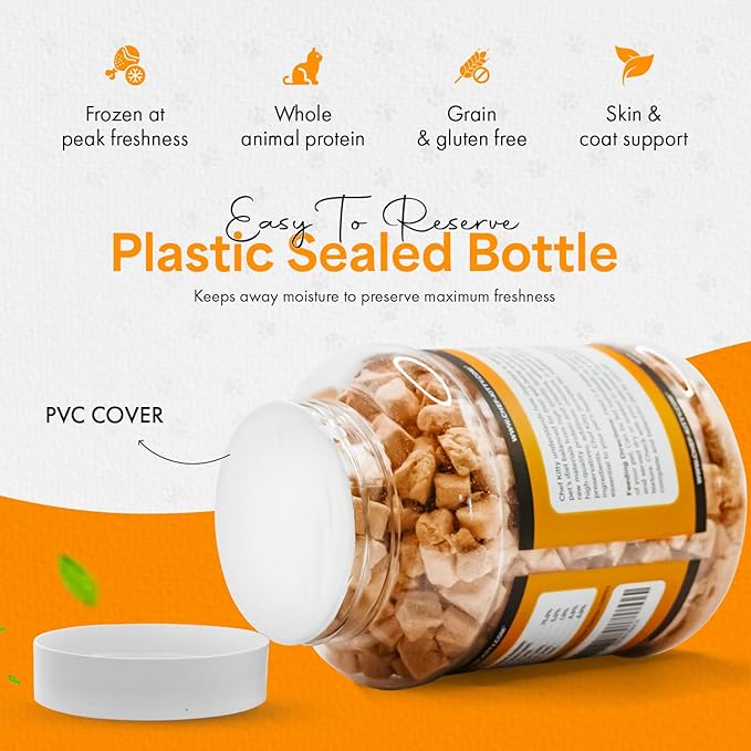 Freeze Dried Salmon Cat Treats | 100% Wild Caught Salmon Dog Treats, Grain- Free | High Protein, Single Ingredient Cat & Dog Food Toppers | No Additives or Preservatives | Tested in USA | 5.3 oz